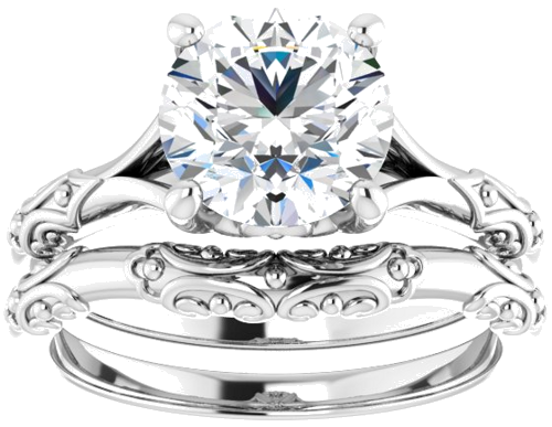 Sužadėtuvių Žiedas „Solitaire Split Shank“ 925 Sidabro Round 8mm (8)