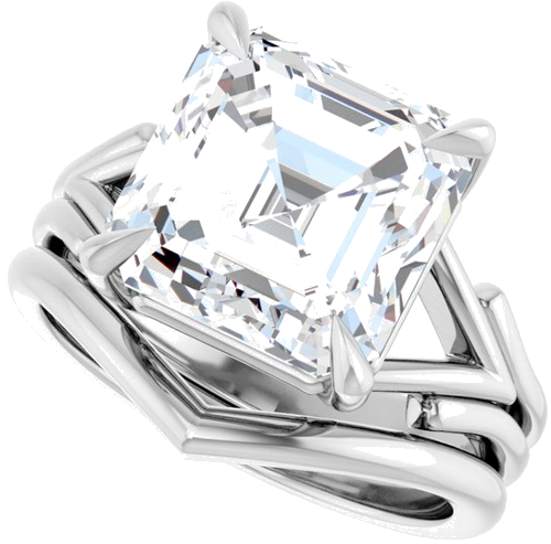 14K White 10 mm Asscher Solitaire Engagement Ring Mounting (10)