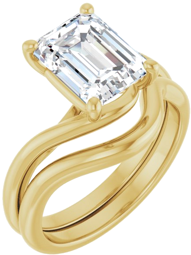 Sužadėtuvių Žiedas „Bypass“ 14k yellow gold Emerald 9mm x 7mm (6)