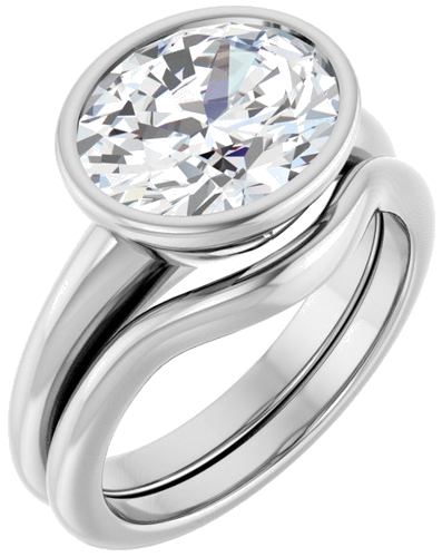 Sužadėtuvių Žiedas „Bezel-Set Solitaire“ 14k white gold Oval 11mm x 9mm (6)