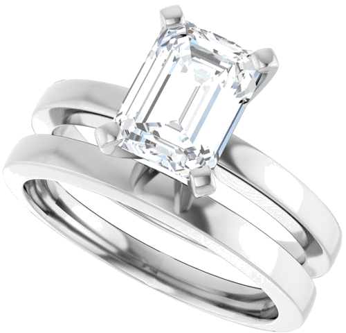 Sužadėtuvių Žiedas „Solitaire“ 585 Baltojo Aukso Emerald 8mm x 6mm (10)