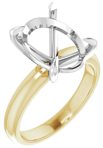 Sužadėtuvių Žiedas „Solitaire“ 585 Baltojo Ir Geltonojo Aukso Oval 14mm x 10mm (1)