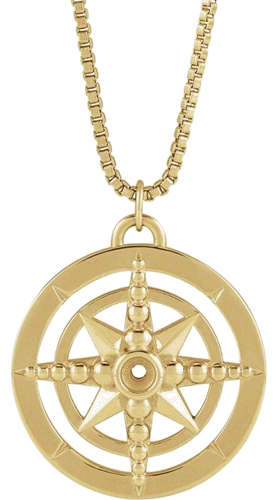 14K Yellow 2.5 mm Round Compass 20  Necklace Mounting (1)