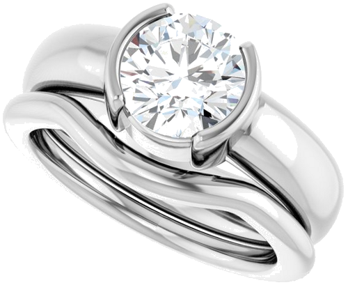 Sužadėtuvių Žiedas „Half-Bezel Solitaire“ 14k white gold Round 7.4mm (10)
