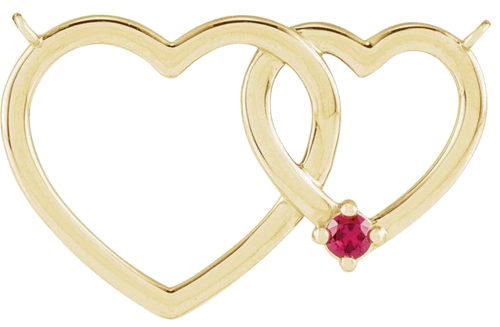 14K Yellow 2 mm Round 1-Stone Interlocking Heart Necklace Center (5)