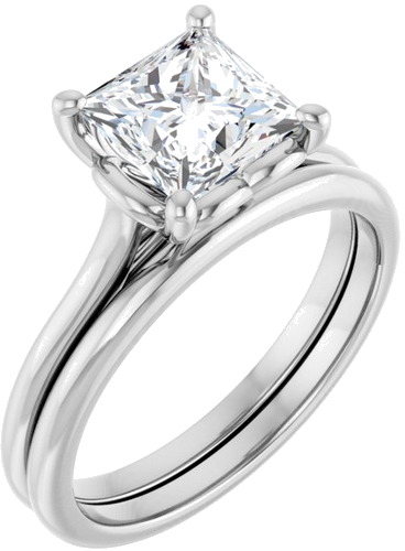 Sužadėtuvių Žiedas „Solitaire“ 14k white gold Square 6.5mm (6)