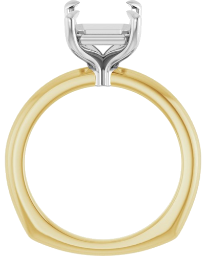 Sužadėtuvių Žiedas „Claw-Prong Euro Shank“ 14k yellow/white gold Emerald 10mm x 8mm (2)