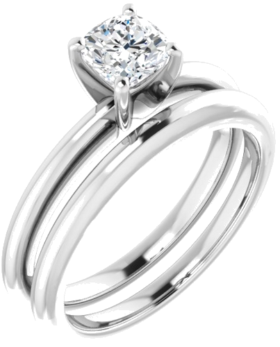 Sužadėtuvių Žiedas „Solitaire“ 585 Baltojo Aukso Cushion 5mm (6)