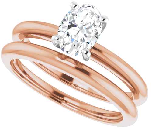 14K Rose   White  7x5 mm Oval Solitaire Engagement Ring Mounting (10)