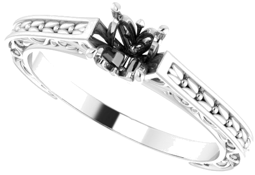 14K White 5.2 mm Round Solitaire Engagement Ring Mounting (5)