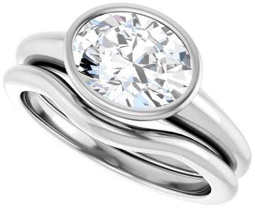 Sužadėtuvių Žiedas „Bezel-Set Solitaire“ 14k white gold Oval 9mm x 7mm (10)