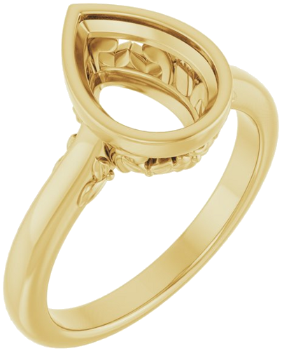 Sužadėtuvių Žiedas „Bezel-Set“ 14k yellow gold Pear 10mm x 7mm (1)