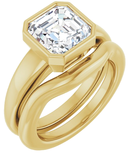Sužadėtuvių Žiedas „Bezel-Set Solitaire“ 14k yellow gold Asscher 8mm (6)