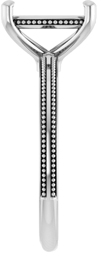 Sužadėtuvių Žiedas „Solitaire Milgrain“ 14k white gold Elongated Cushion 10mm x 8mm (4)