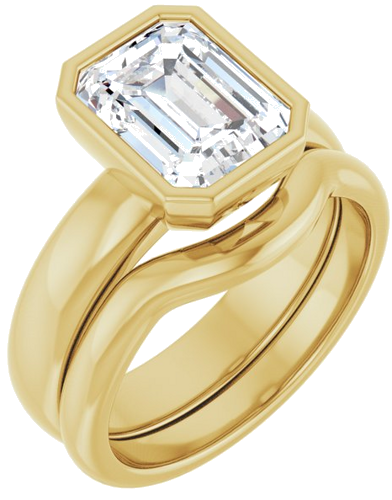Sužadėtuvių Žiedas „Bezel-Set Solitaire“ 14k yellow gold Emerald 9mm x 7mm (6)