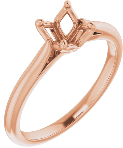 14K Rose  6 mm Round Solitaire Engagement Ring Mounting (1)
