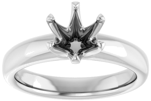 14K White 7 mm Round Engagement Ring Mounting (3)