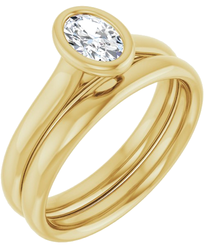 Sužadėtuvių Žiedas „Bezel-Set Solitaire“ 10k yellow gold Oval 6mm x 4mm (6)
