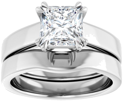 Sužadėtuvių Žiedas „Double Claw-Prong Solitaire“ 14k white gold Square 6.5mm (8)