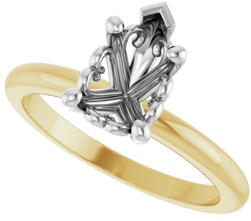 Sužadėtuvių Žiedas „Solitaire“ 14k yellow/white gold Pear 9mm x 6mm (5)