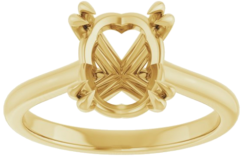 14K Yellow 10x8 mm Oval Solitaire Engagement Ring Mounting (3)
