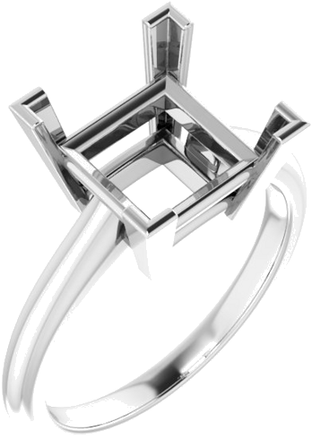 Sužadėtuvių Žiedas „V-End Prong“ 14k white gold Square 9mm (1)