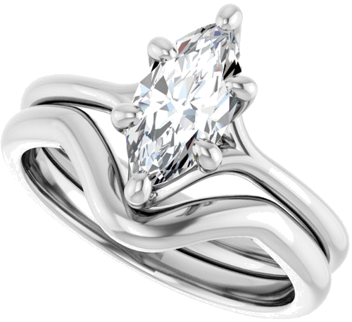 Sužadėtuvių Žiedas „Solitaire“ 10k white gold Marquise 10mm x 5mm (10)