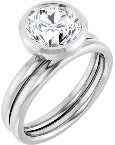 Sužadėtuvių Žiedas „Bezel-Set Solitaire“ 14k white gold Round 8mm (6)