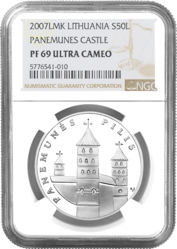 2007 Panemune Castle Lithuania 50 litas silver coin PF 69 ULTRA CAMEO (1)