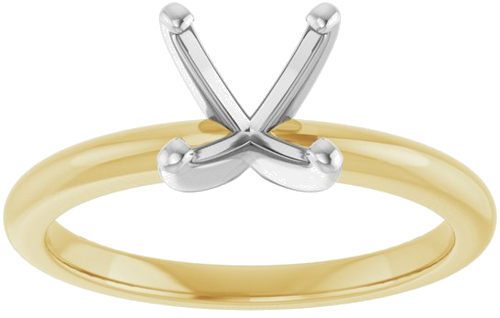 Sužadėtuvių Žiedas „Solitaire“ 750 Geltonojo Aukso Ir 950 Platinos Round 7.4mm (3)