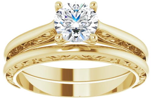 Sužadėtuvių Žiedas „Solitaire Sculptural“ 14k yellow gold Round 5.8mm (8)