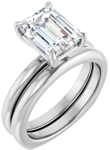 Sužadėtuvių Žiedas „Claw-Prong Euro Shank“ 14k white gold Emerald 9mm x 7mm (6)