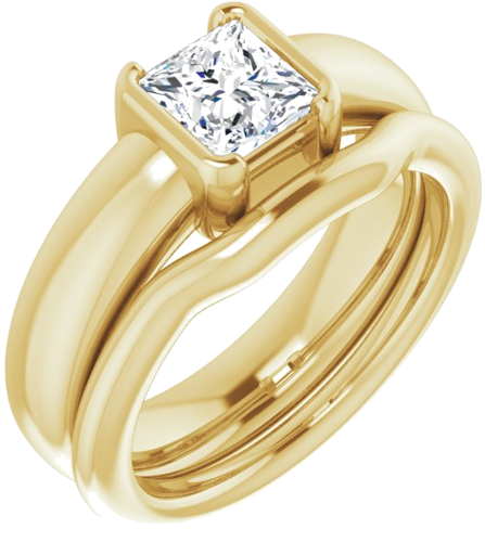 Sužadėtuvių Žiedas „Half-Bezel Solitaire“ 14k yellow gold Square 5.5mm (6)