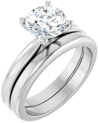 Sužadėtuvių Žiedas 14k white gold Round 7.4mm (6)