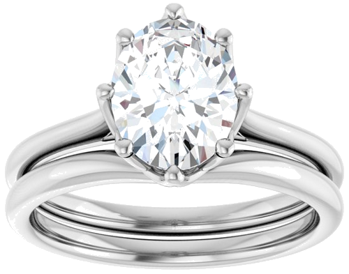 Sužadėtuvių Žiedas „Solitaire“ 14k white gold Oval 9mm x 7mm (8)