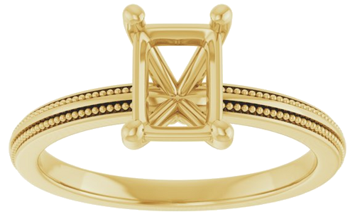 Sužadėtuvių Žiedas „Solitaire Milgrain“ 14k yellow gold Emerald 7mm x 5mm (3)