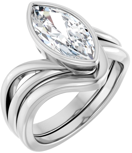 Sužadėtuvių Žiedas „Bezel-Set“ 10k white gold Marquise 13mm x 6.5mm (6)