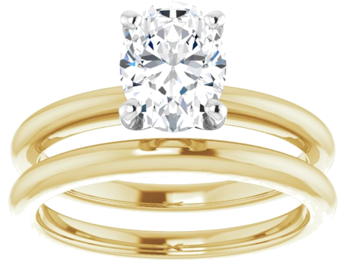 Sužadėtuvių Žiedas „Solitaire“ 585 Baltojo Ir Geltonojo Aukso Oval 8mm x 6mm (8)