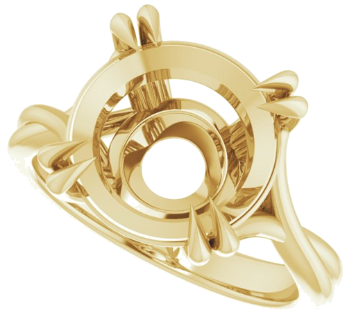 14K Yellow 12 mm Round Solitaire Engagement Ring Mounting (5)
