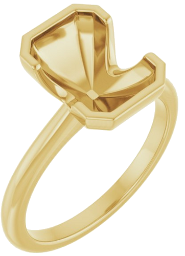 Sužadėtuvių Žiedas „Half-Bezel“ 14k yellow gold Emerald 10mm x 7mm (1)