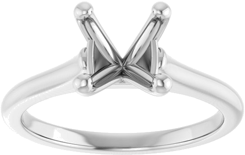 14K White 7 mm Cushion Solitaire Engagement Ring Mounting (3)