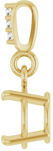 14K Yellow 6.5 mm Round .01 Natural Diamond Semi-Set Pendant (3)