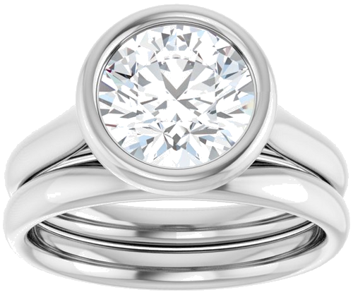 Sužadėtuvių Žiedas „Bezel-Set Solitaire“ 10k white gold Round 8.2mm (8)
