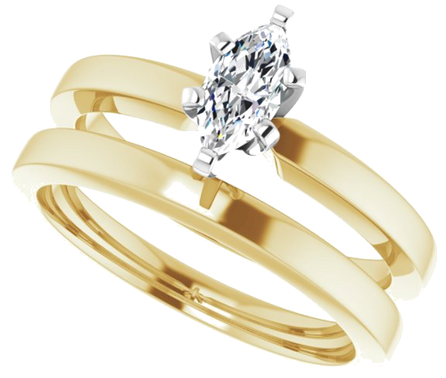 Sužadėtuvių Žiedas „Solitaire“ 14k yellow/white gold Marquise 7mm x 3.5mm (9)