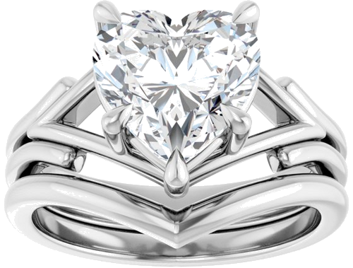 14K White 9x9 mm Heart Solitaire Engagement Ring Mounting (8)