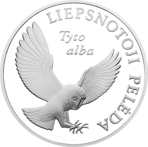 2002 Liepsnotoji Pelėda Lietuva 5 litų sidabrinė moneta (1)