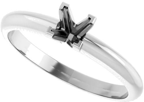 14K White 4 mm Square V-End 4-Prong Engagement Ring Mounting (5)