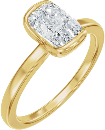 Sužadėtuvių Žiedas „Half Bezel Solitaire“ 14k yellow gold Elongated Cushion 7mm x 5mm (1)