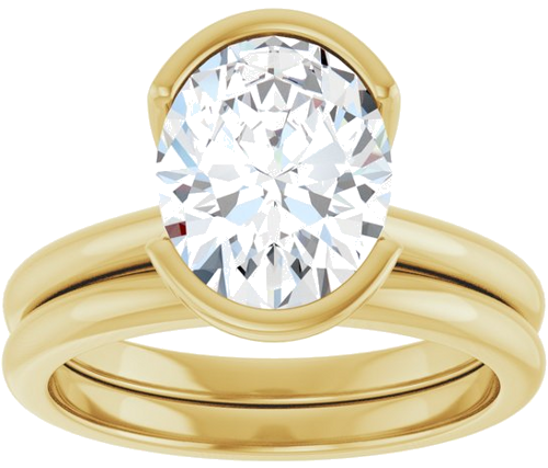 Sužadėtuvių Žiedas „Half-Bezel“ 14k yellow gold Oval 10mm x 8mm (8)