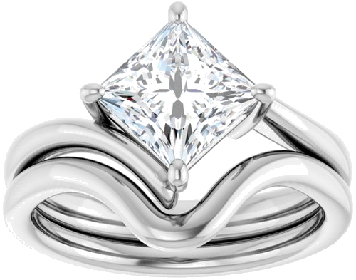 Sužadėtuvių Žiedas „Solitaire Bypass“ 14k white gold Square 6.5mm (8)